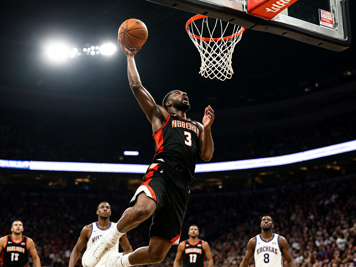 NBA比赛中球员突破上篮