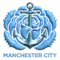 曼彻斯特城队Logo - 天蓝色船锚与玫瑰图案