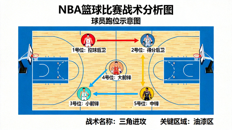 NBA篮球比赛战术分析图 - 球员跑位示意图